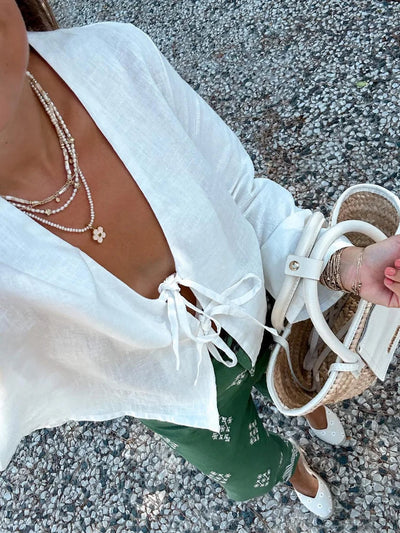 SOPHIA - Lace-Up Crop Top