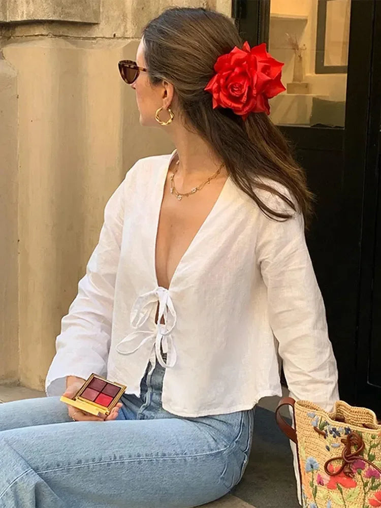 SOPHIA - Lace-Up Crop Top
