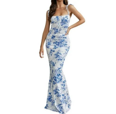 LILOU Maxikleid mit Floralprint & Verstellbaren Trägern