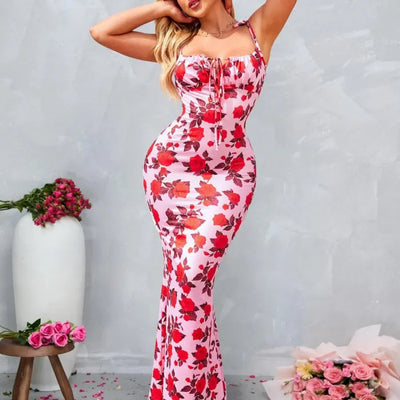LILOU Maxikleid mit Floralprint & Verstellbaren Trägern