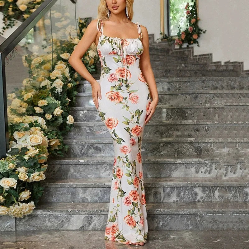 LILOU Maxikleid mit Floralprint & Verstellbaren Trägern