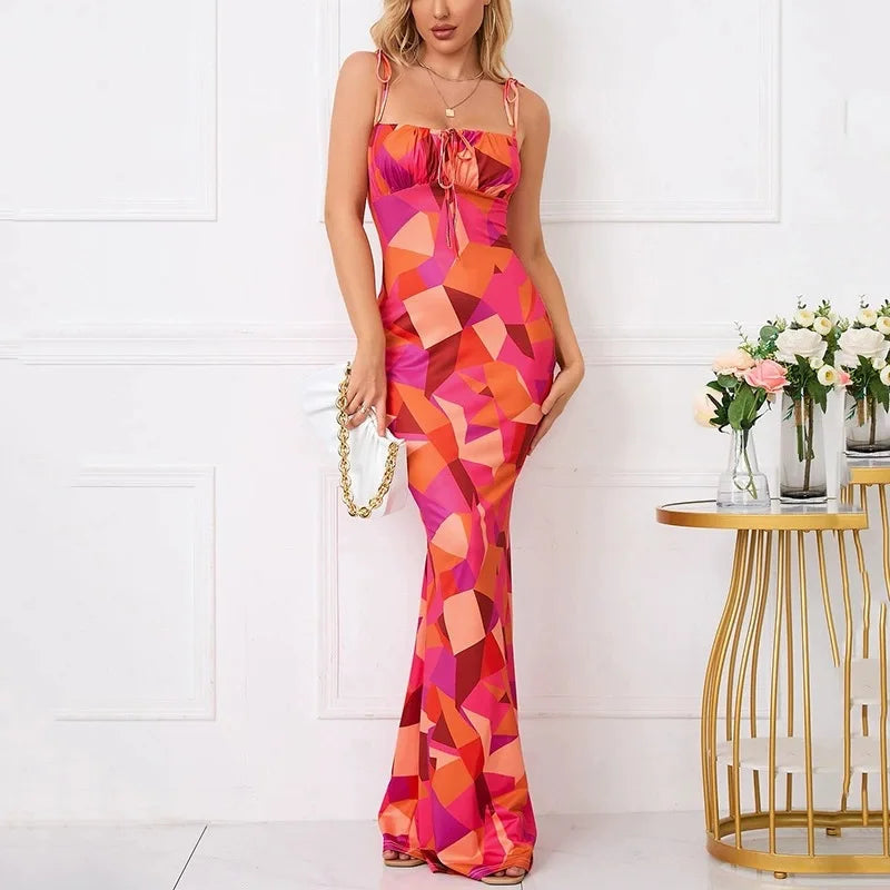 LILOU Maxikleid mit Floralprint & Verstellbaren Trägern