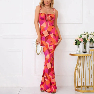 LILOU Maxikleid mit Floralprint & Verstellbaren Trägern