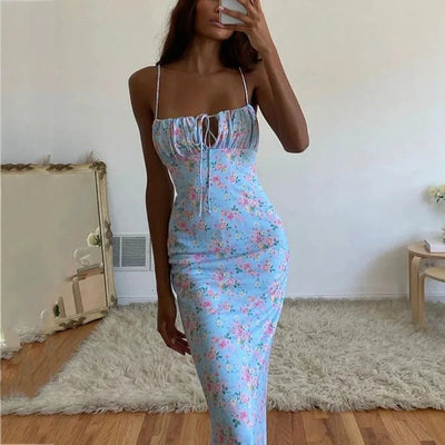 LILOU Maxikleid mit Floralprint & Verstellbaren Trägern