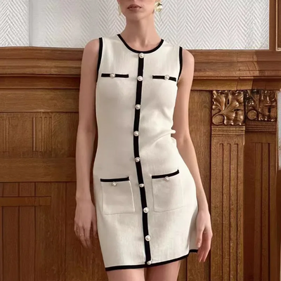 Serena Schwarzes Eis-Seide Minikleid – Ärmellos & Elegant