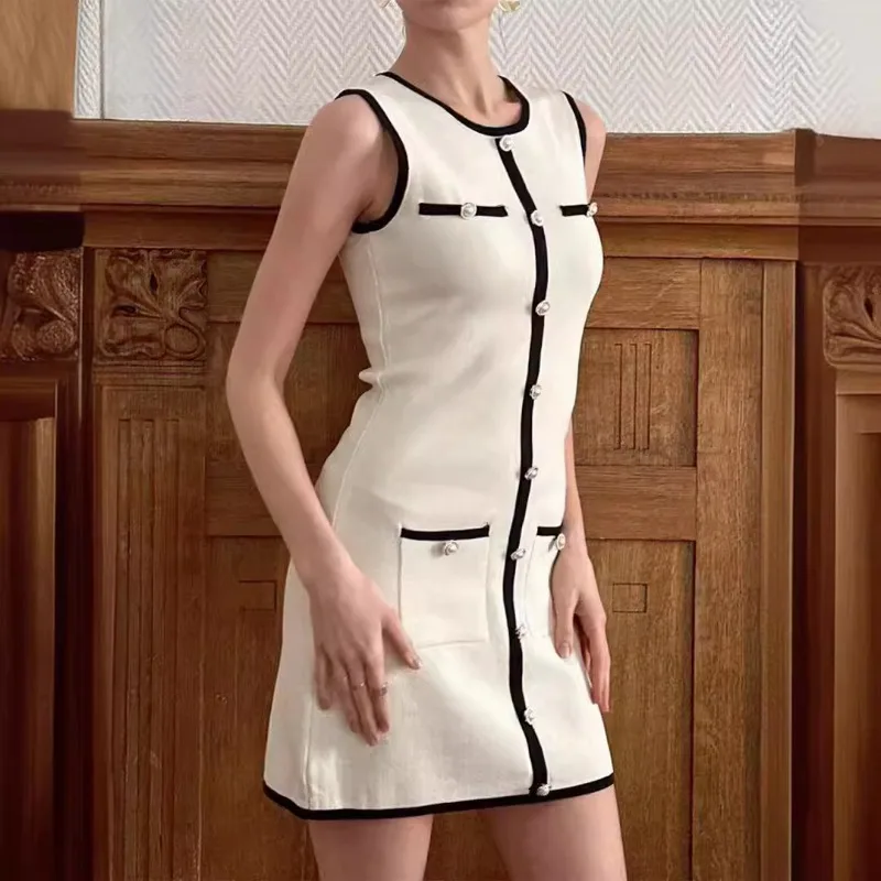 Serena Schwarzes Eis-Seide Minikleid – Ärmellos & Elegant