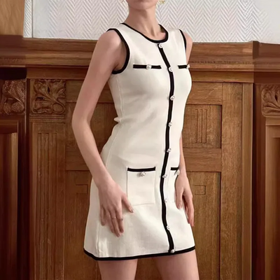 Serena Schwarzes Eis-Seide Minikleid – Ärmellos & Elegant