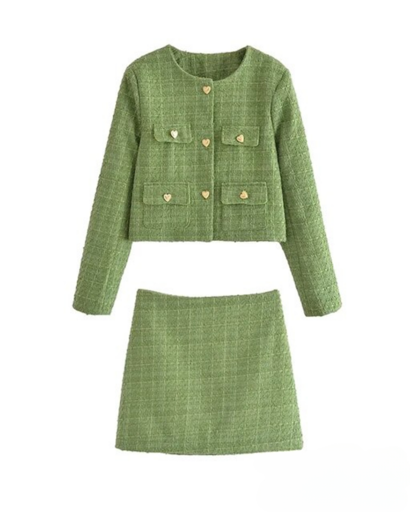 MILA Tweed-Zweiteiler mit Minirock & Jacke – Klassisch Elegant