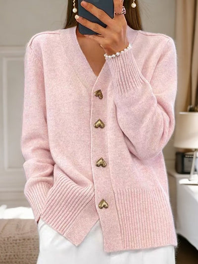 Elena | Elegante Strickjacke für Damen mit Herzknöpfen