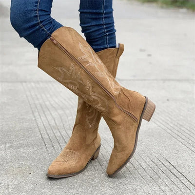 Georgia | Elegante Cowboystiefel Damen knielang aus Leder