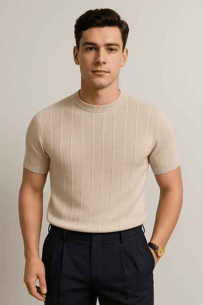 Hudson | Elegantes Strick T-Shirt für Herren kurzarm