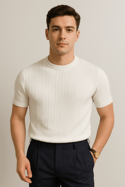 Hudson | Elegantes Strick T-Shirt für Herren kurzarm