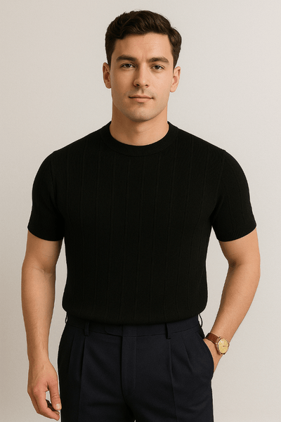 Hudson | Elegantes Strick T-Shirt für Herren kurzarm