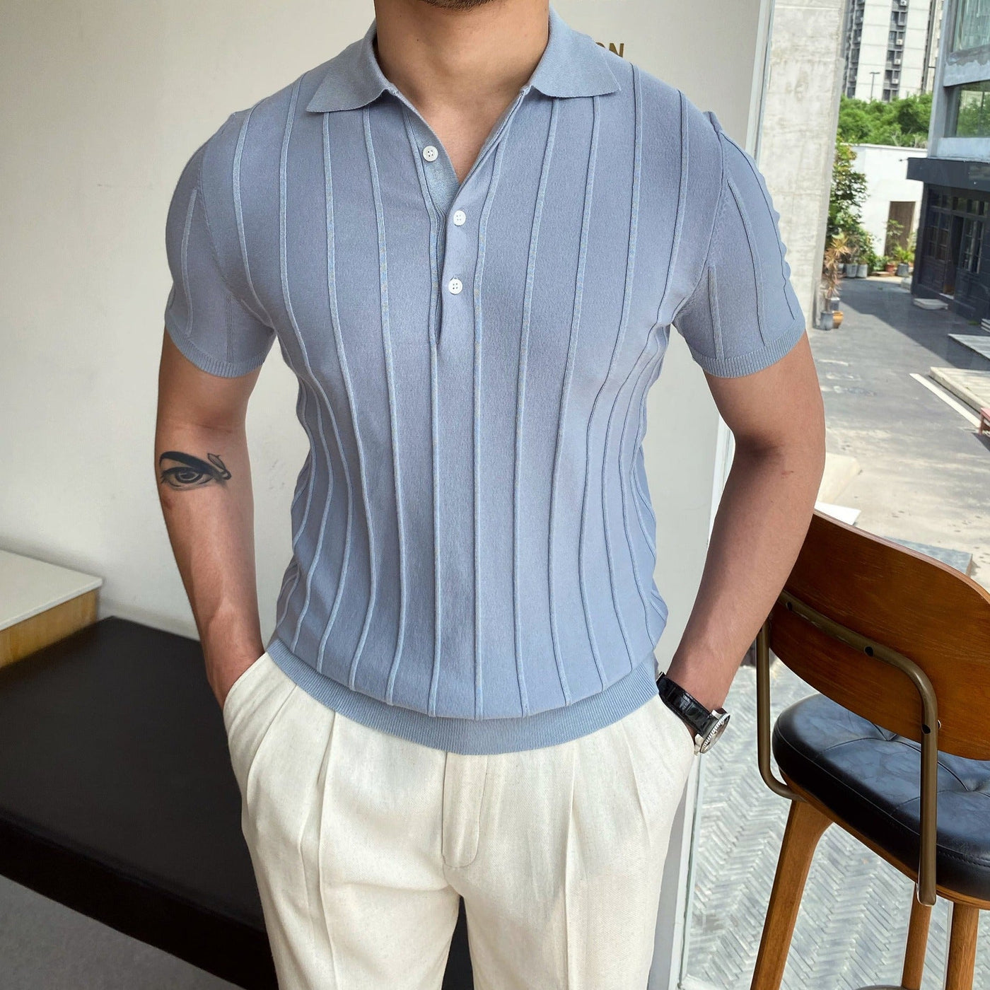 Herren Poloshirt Gestreift
