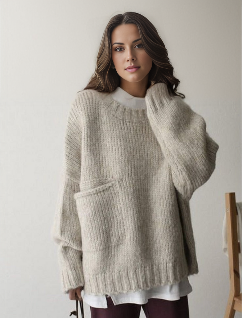 Jelena | Eleganter Strickpullover für Damen Oversize Baumwolle