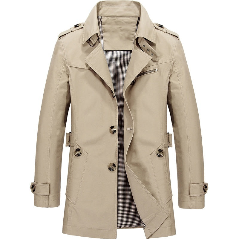 Jens | Eleganter Trenchcoat für Herren Beige lang 0