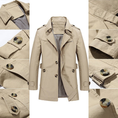 Jens | Eleganter Trenchcoat für Herren Beige lang 5