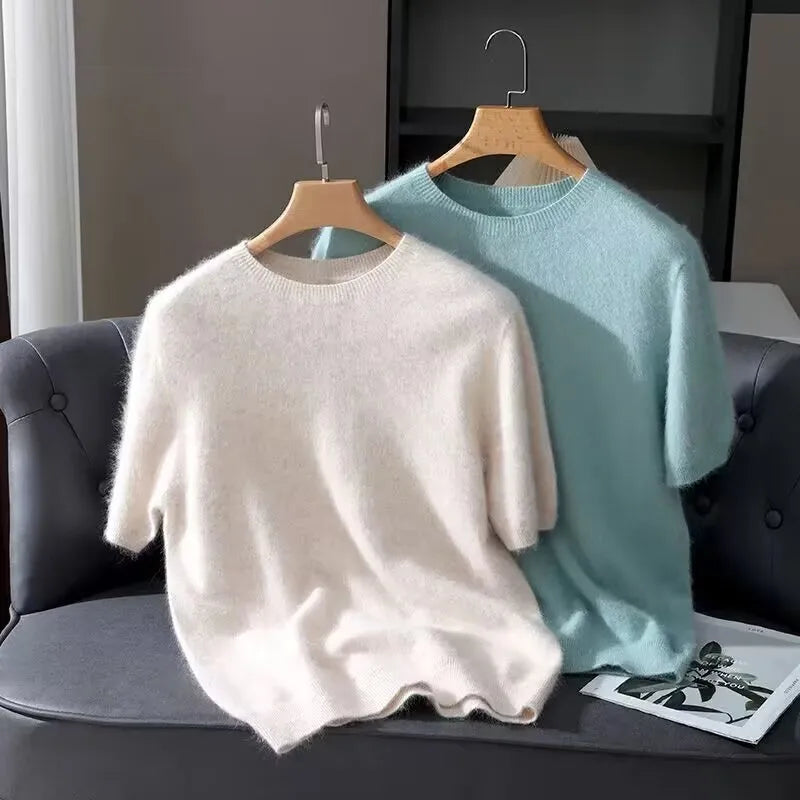 San Torin - Herren T-Shirt aus 100 % Kaschmir – Kurzarm mit Rundhalsausschnitt & lockerem Schnitt