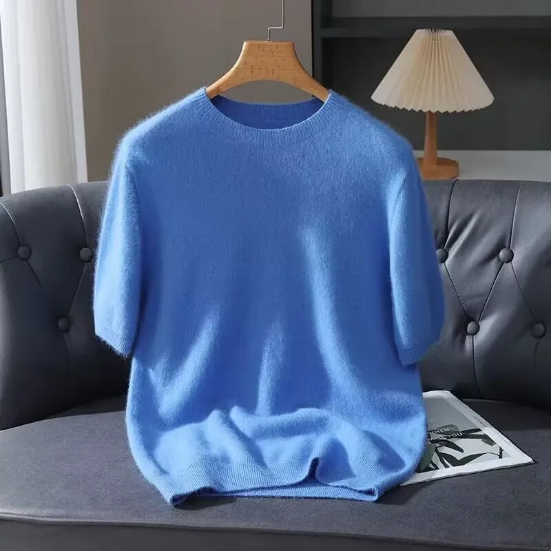 San Torin - Herren T-Shirt aus 100 % Kaschmir – Kurzarm mit Rundhalsausschnitt & lockerem Schnitt