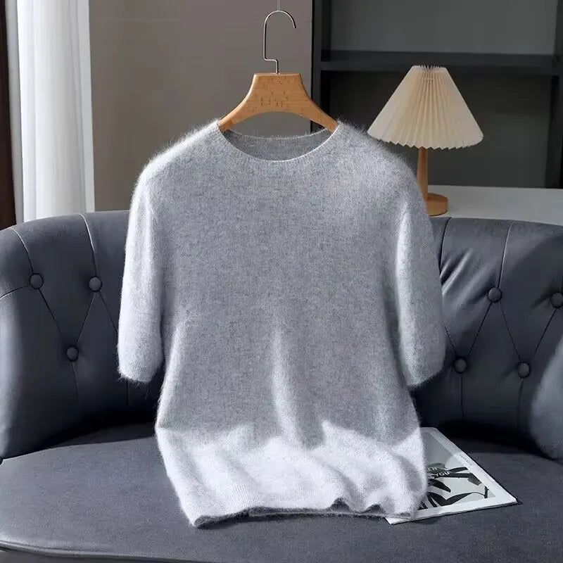 San Torin - Herren T-Shirt aus 100 % Kaschmir – Kurzarm mit Rundhalsausschnitt & lockerem Schnitt