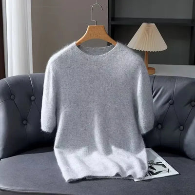 San Torin - Herren T-Shirt aus 100 % Kaschmir – Kurzarm mit Rundhalsausschnitt & lockerem Schnitt