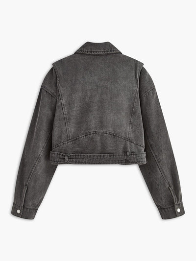 Lara | Coole Cropped Bikerjacke für Damen Denim 1