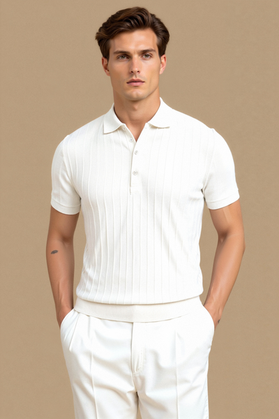 Leon | Atmungsaktives Poloshirt für Herren mit Streifen
