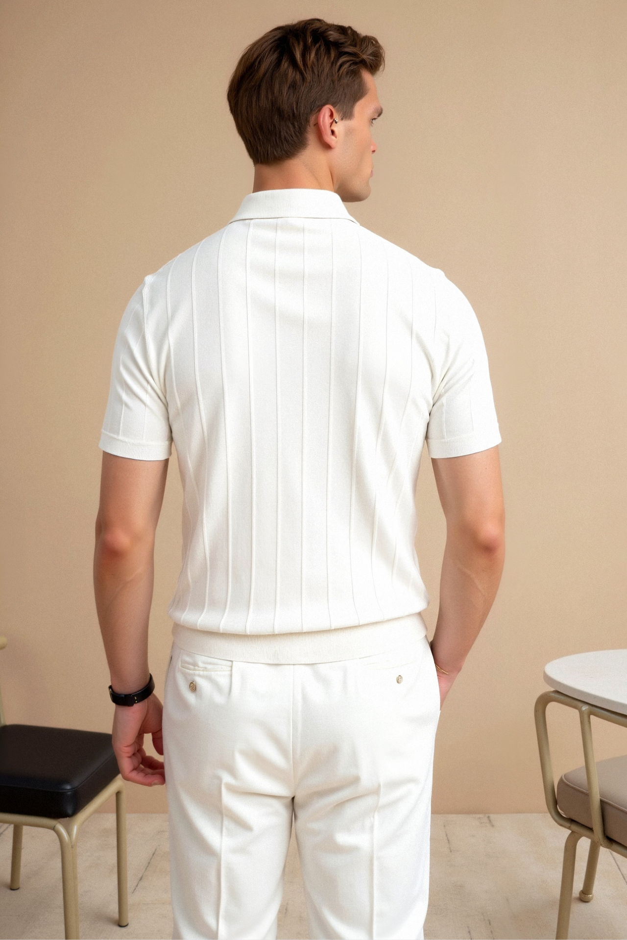 Leon | Atmungsaktives Poloshirt für Herren mit Streifen
