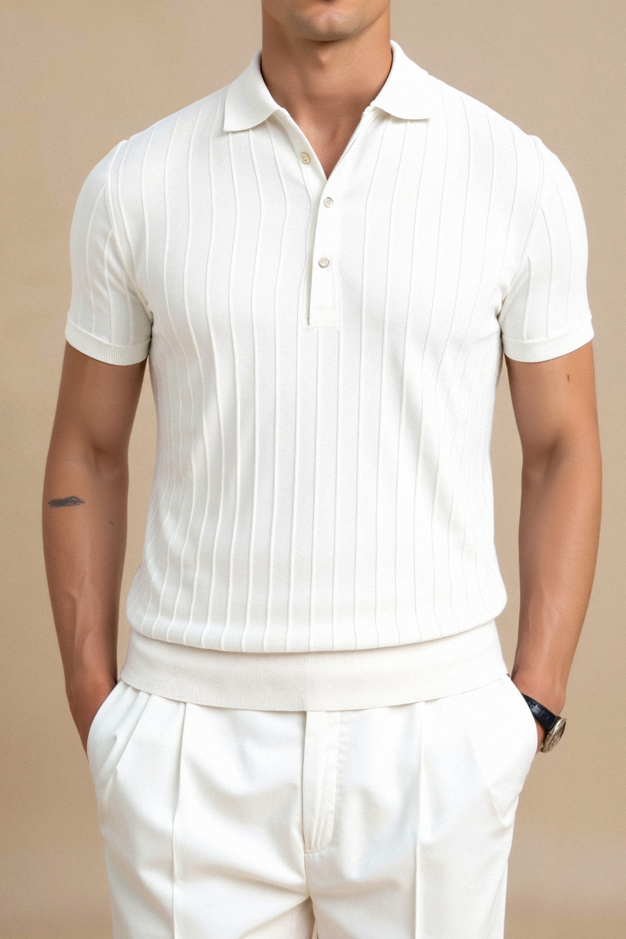 Leon | Atmungsaktives Poloshirt für Herren mit Streifen