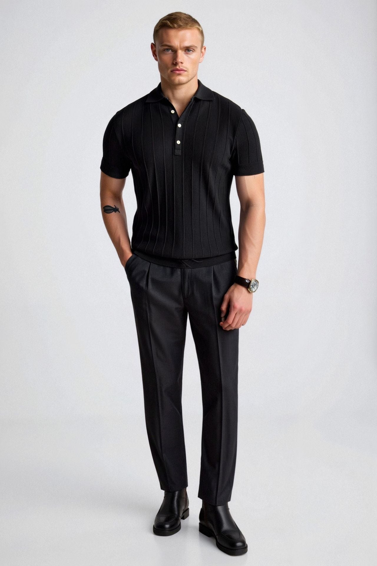 Leon | Atmungsaktives Poloshirt für Herren mit Streifen