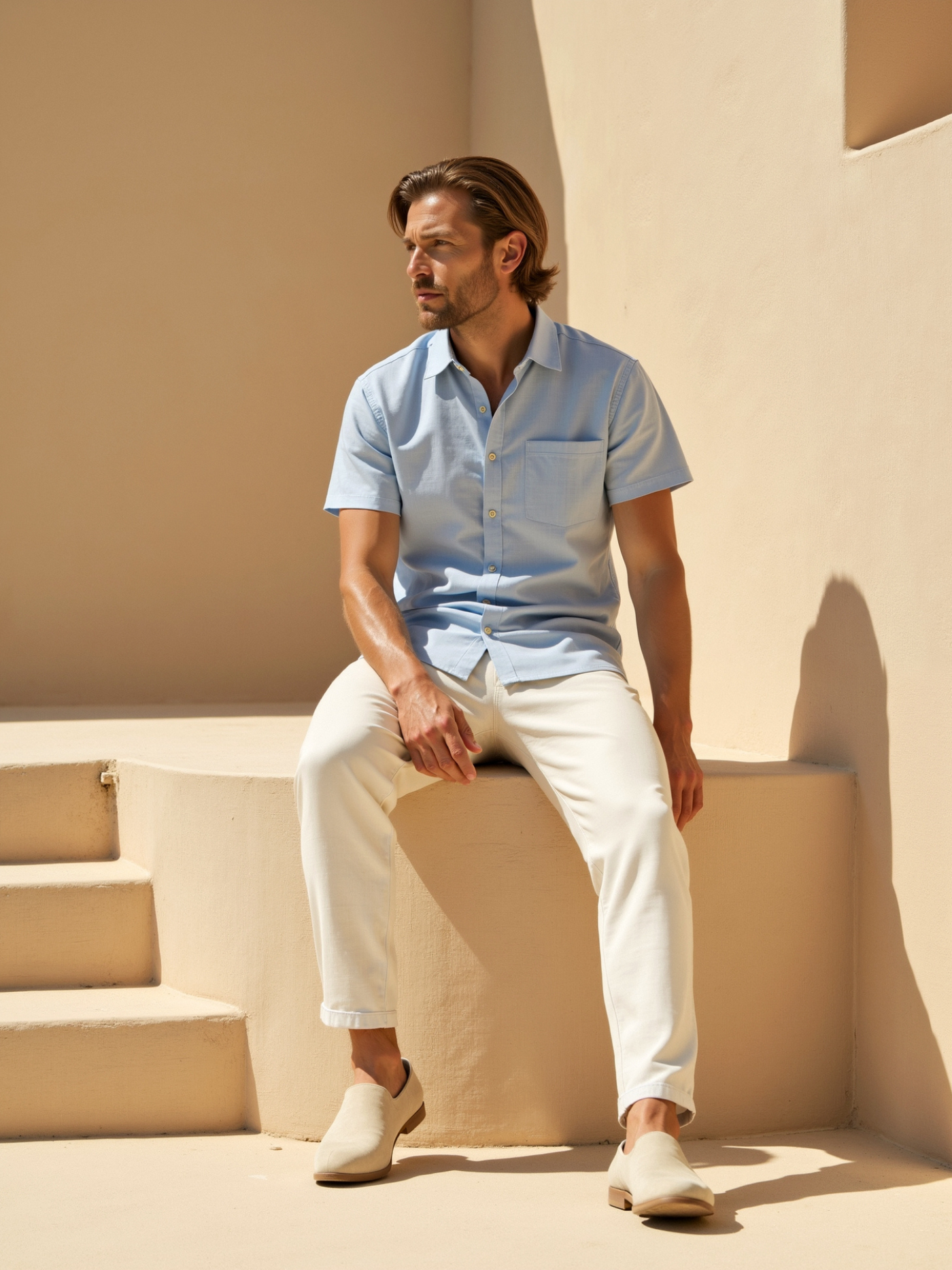 Leon | Elegante Leinenhose für Herren mit Gummizug Sommer