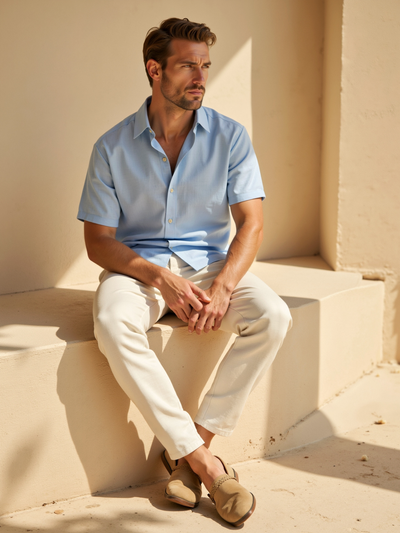 Leon | Elegante Leinenhose für Herren mit Gummizug Sommer