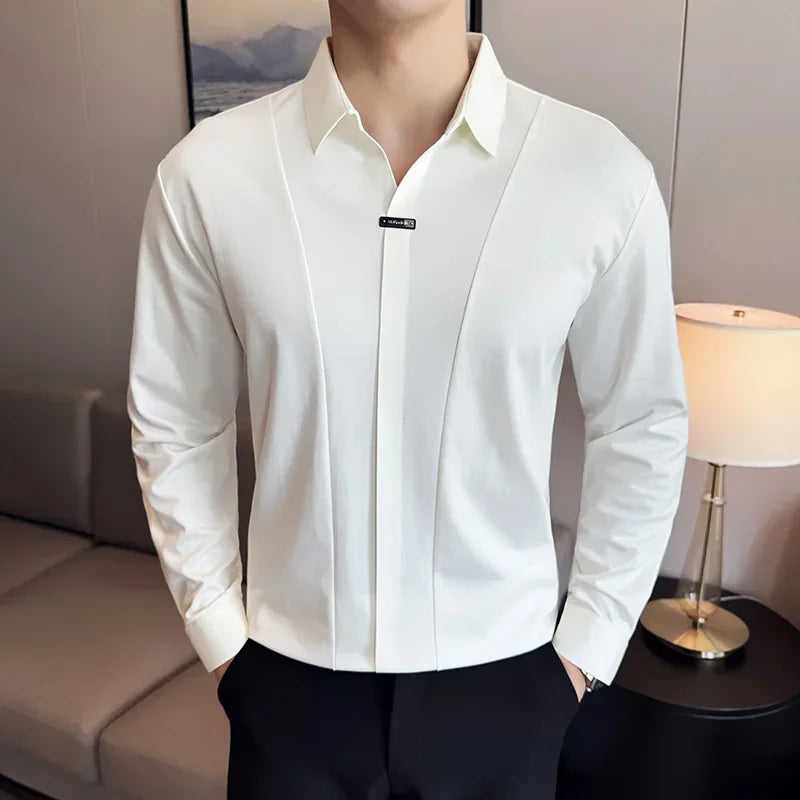 Leon | Elegantes Langarm Poloshirt für Herren Slim Fit