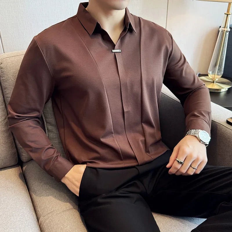 Leon | Elegantes Langarm Poloshirt für Herren Slim Fit
