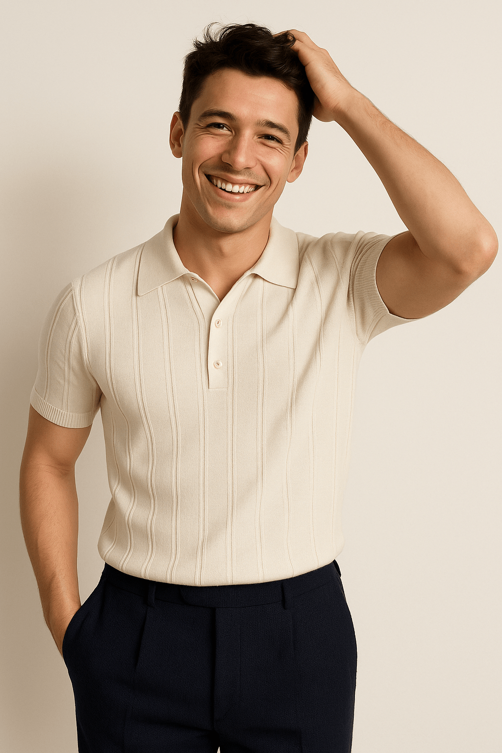 Liam | Elegantes Herren Poloshirt Kurzarm aus Rippstrick