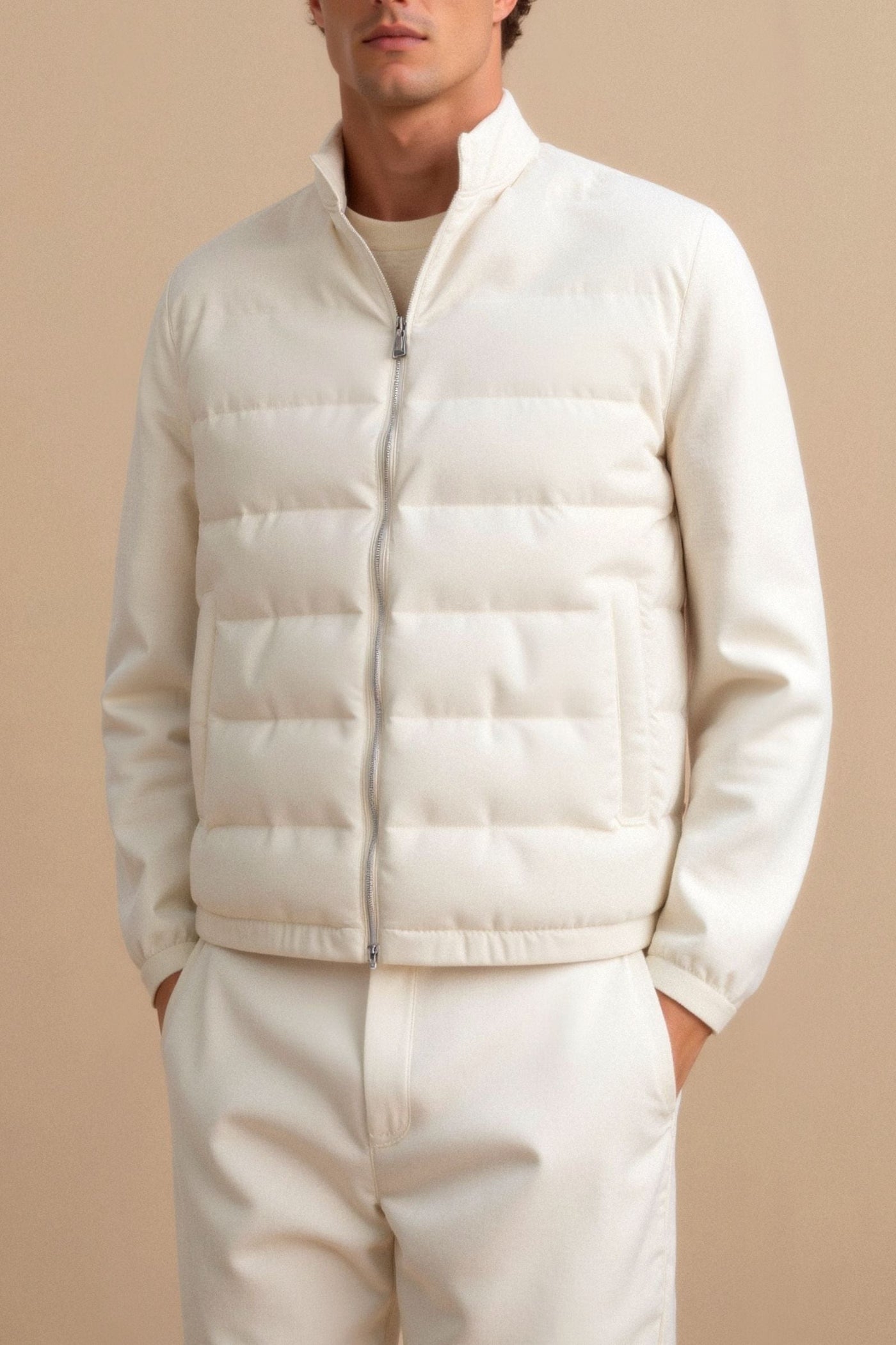 Luca | Moderne Steppjacke für Herren Cremeweiß Regular Fit 2