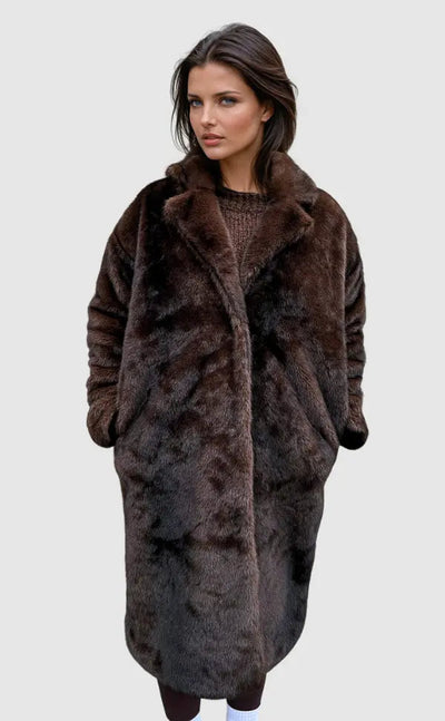 Lucy | Stilvolle Kunstfell-Jacke für Damen lang 0