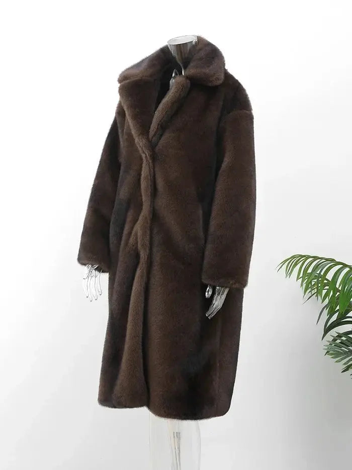 Lucy | Stilvolle Kunstfell-Jacke für Damen lang 4