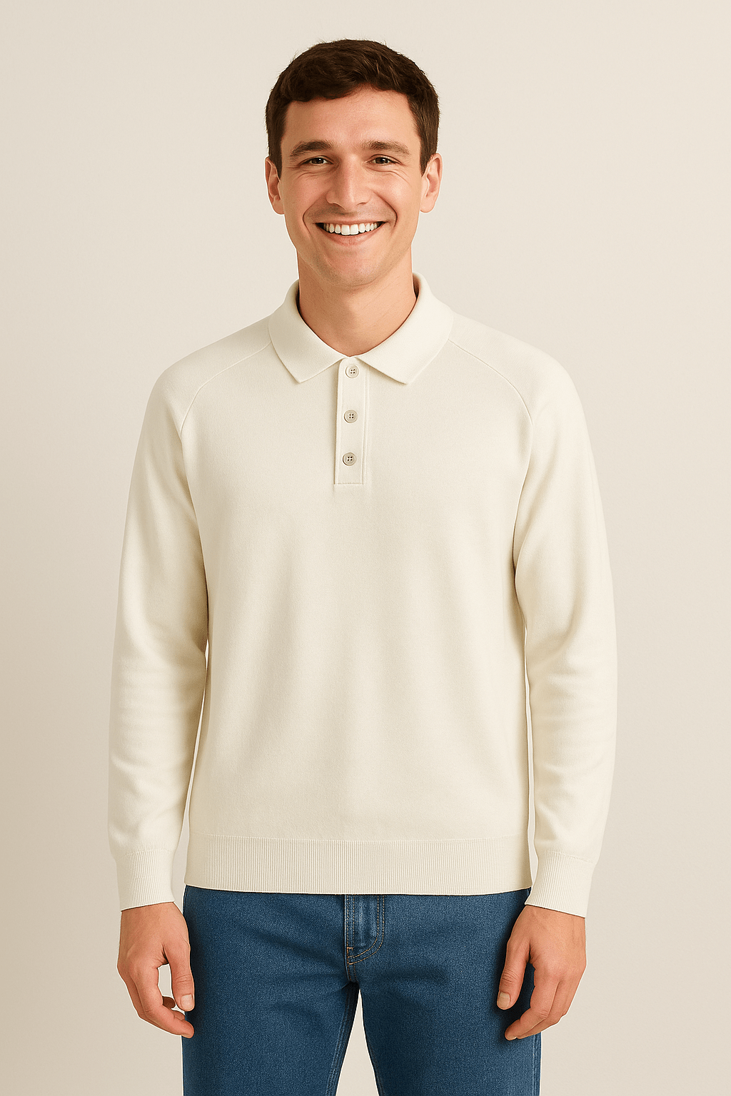 Luke | Elegantes Langarm Poloshirt für Herren Strick
