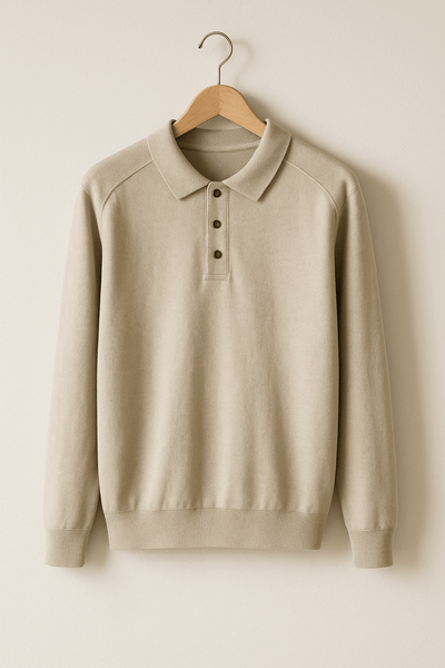 Luke | Elegantes Langarm Poloshirt für Herren Strick