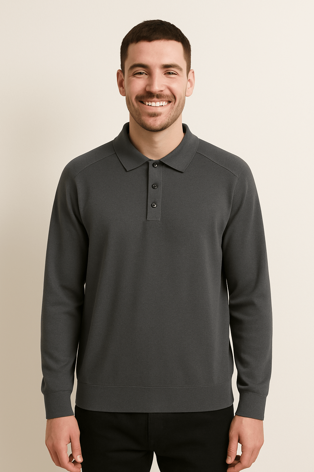 Luke | Elegantes Langarm Poloshirt für Herren Strick