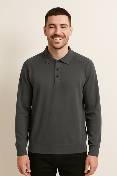 Luke | Elegantes Langarm Poloshirt für Herren Strick