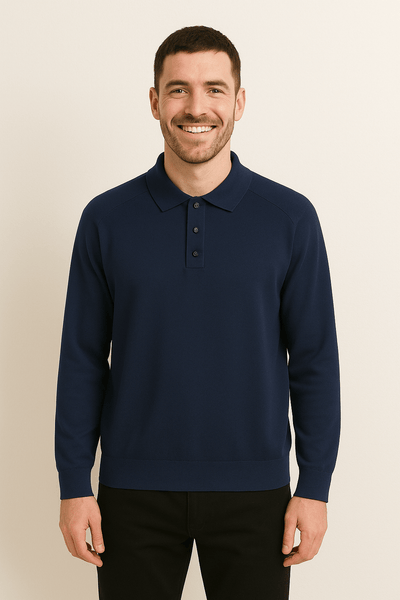 Luke | Elegantes Langarm Poloshirt für Herren Strick