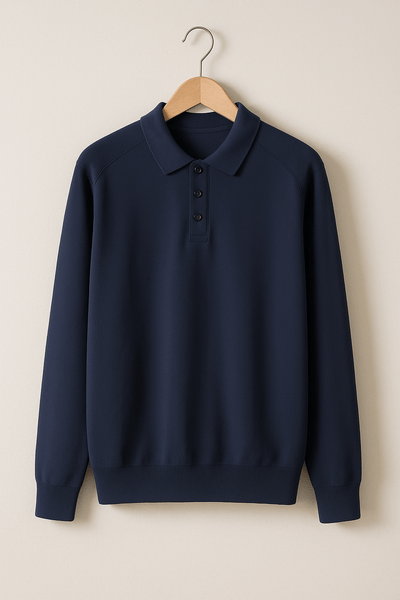 Luke | Elegantes Langarm Poloshirt für Herren Strick