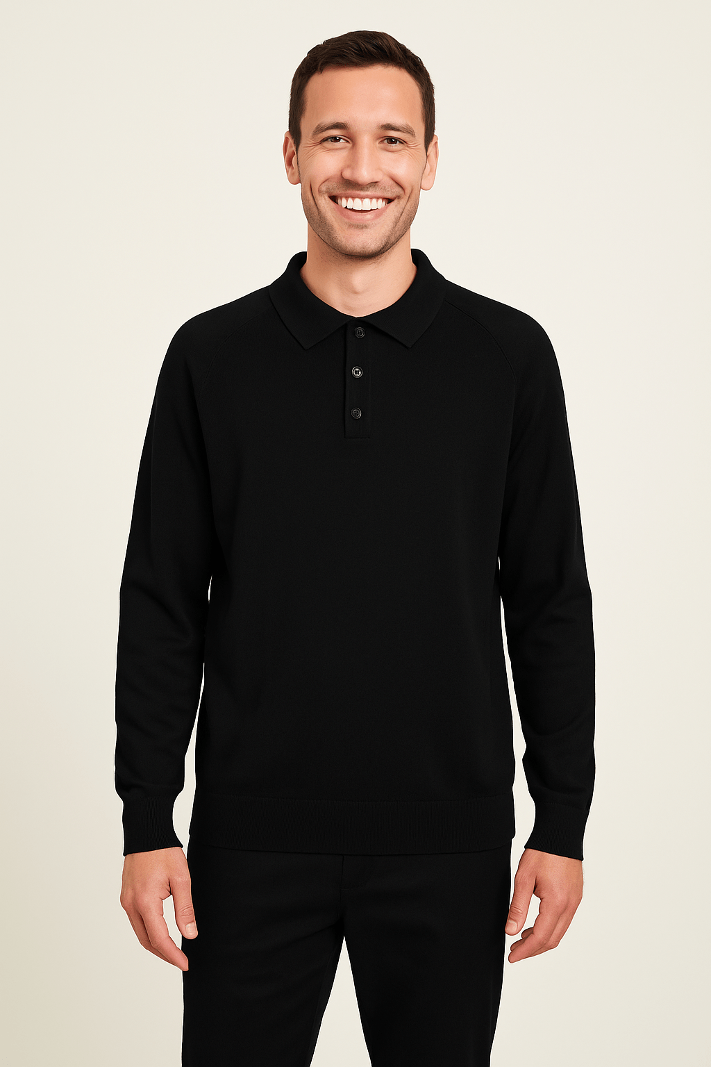 Luke | Elegantes Langarm Poloshirt für Herren Strick