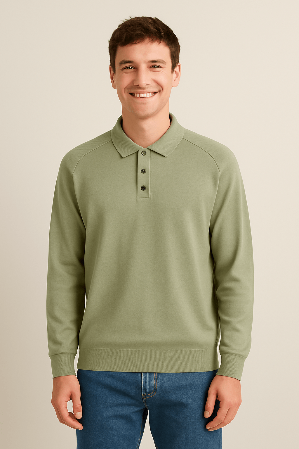 Luke | Elegantes Langarm Poloshirt für Herren Strick
