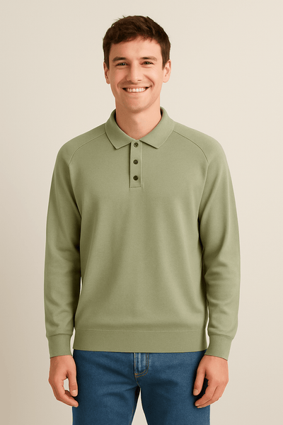 Luke | Elegantes Langarm Poloshirt für Herren Strick