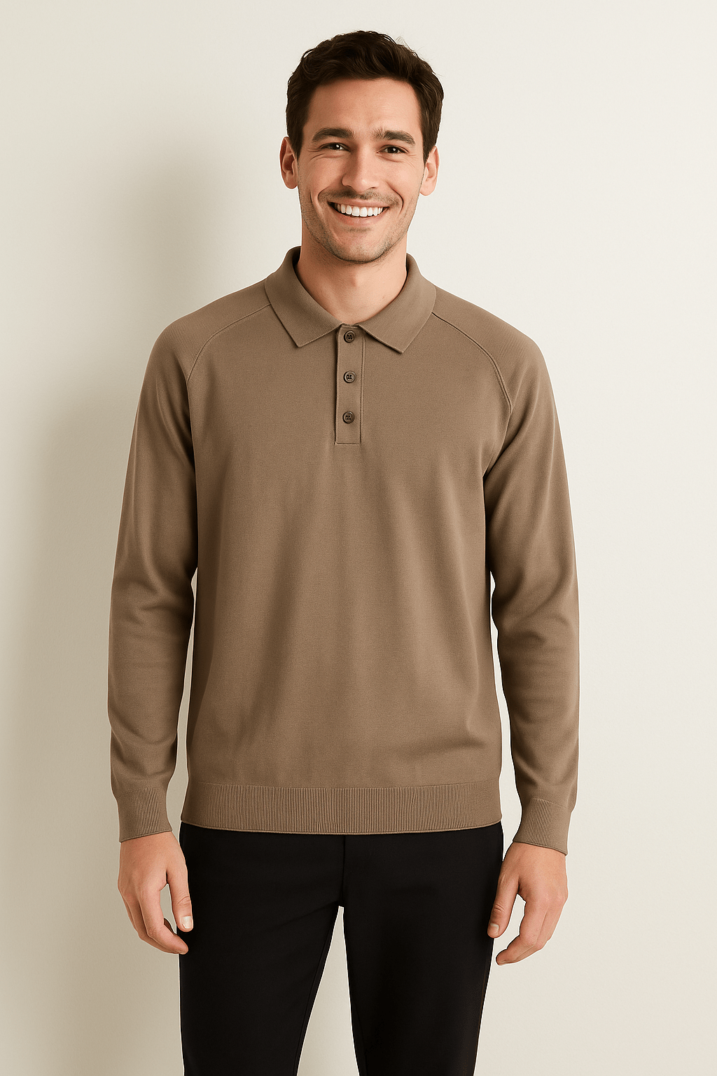 Luke | Elegantes Langarm Poloshirt für Herren Strick