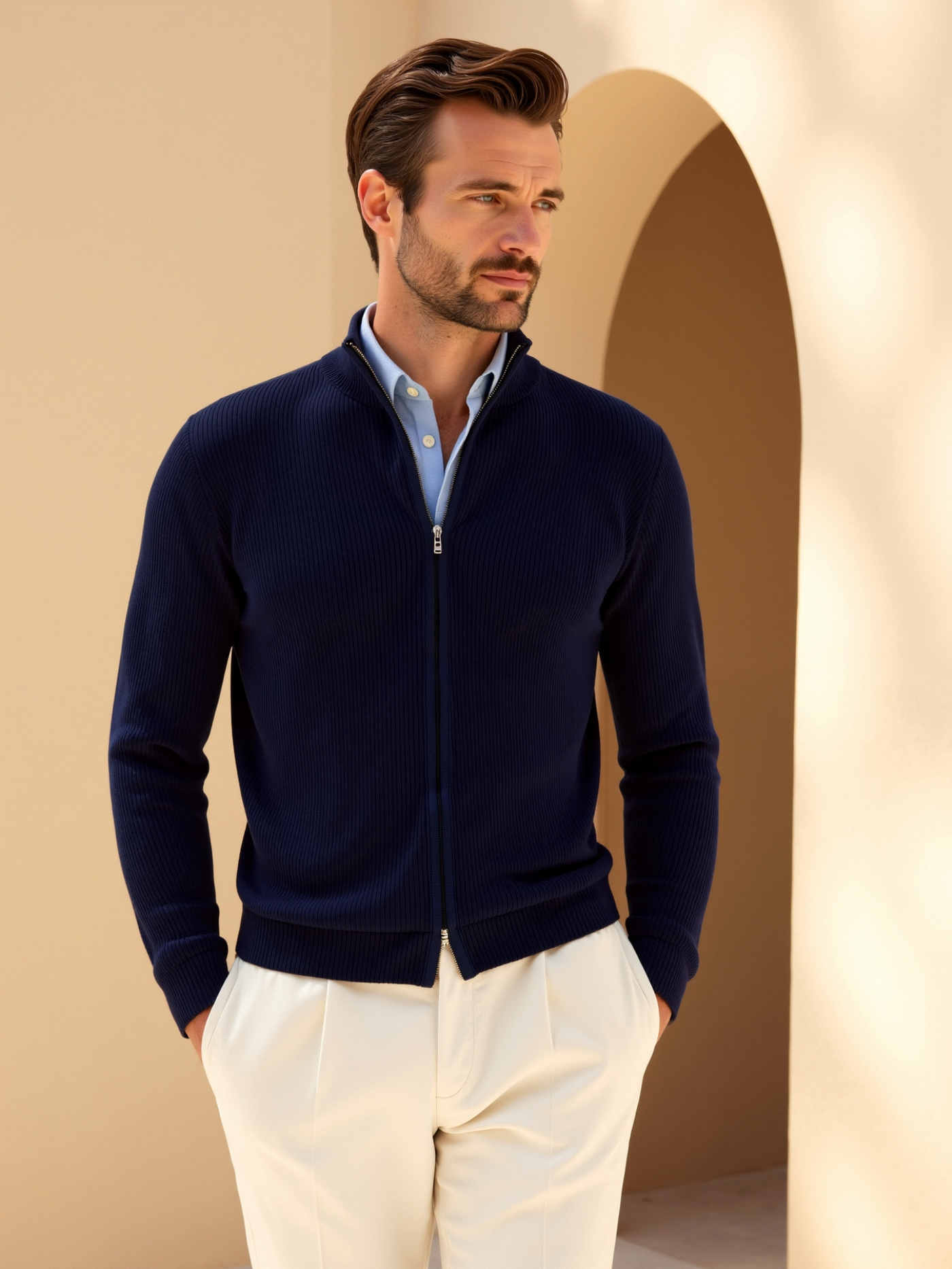 Matteo | Eleganter Herren Cardigan aus Merinowolle langarm