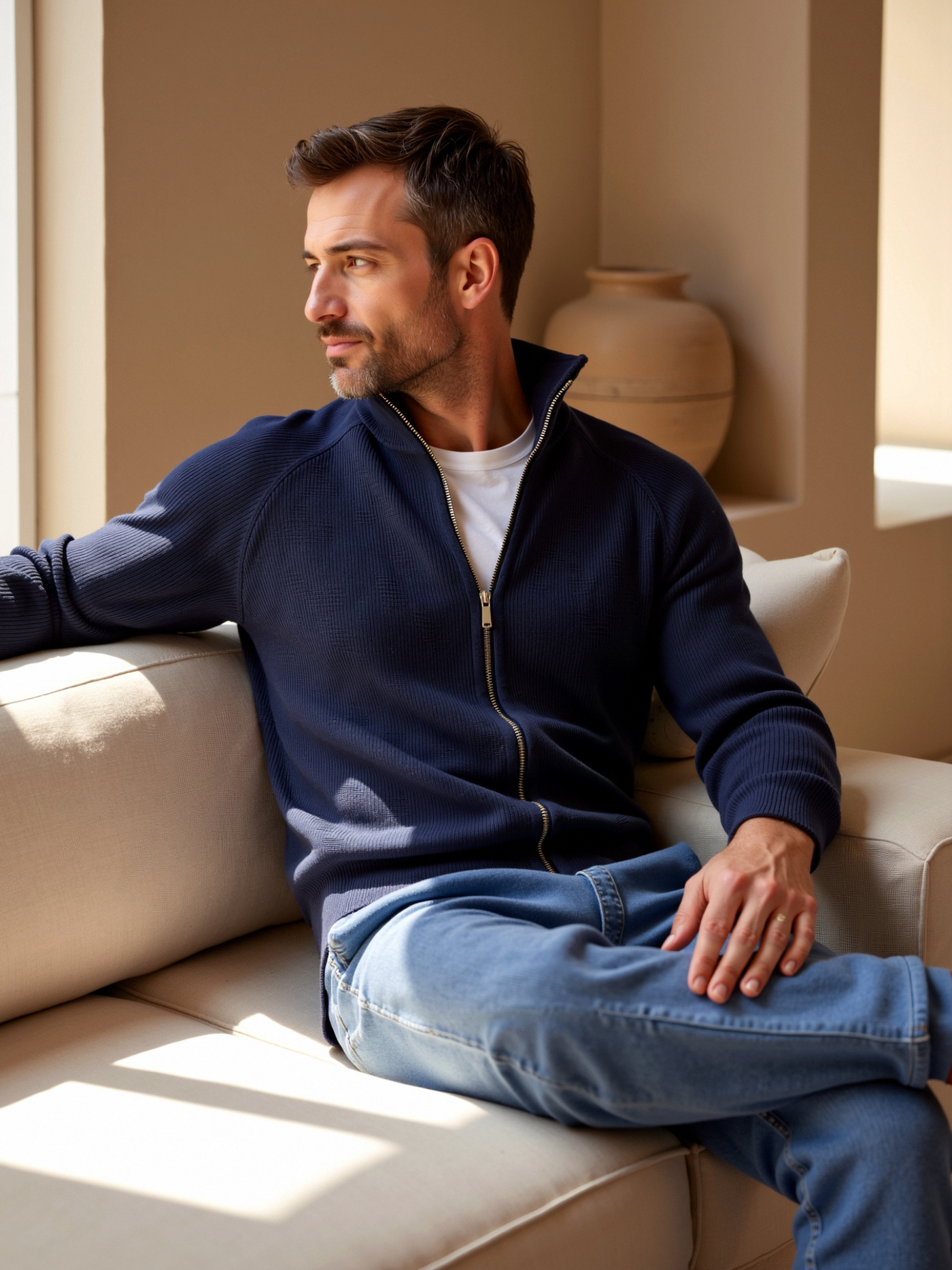 Matteo | Eleganter Herren Cardigan aus Merinowolle langarm